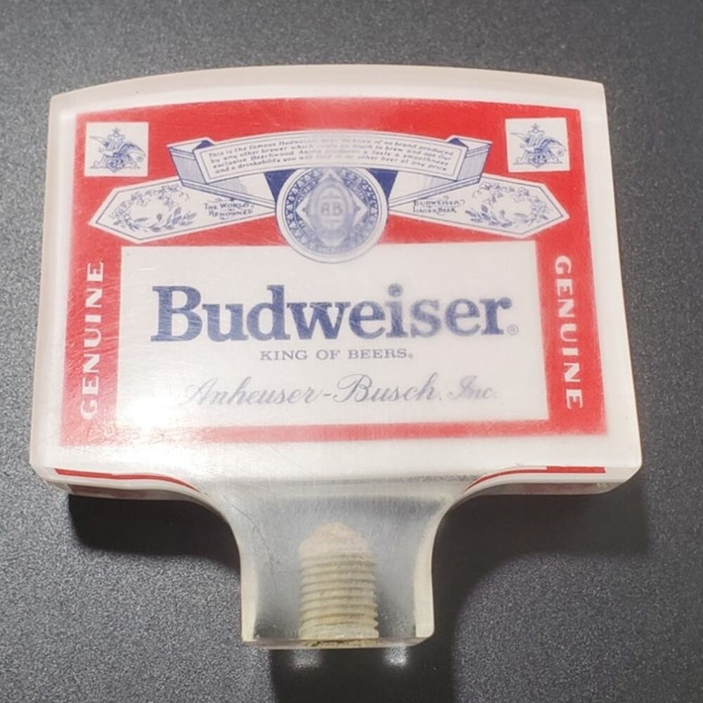 Vintage 70'S BUDWEISER KING OF BEERS short Clear Lucite Acrylic beer tap handle